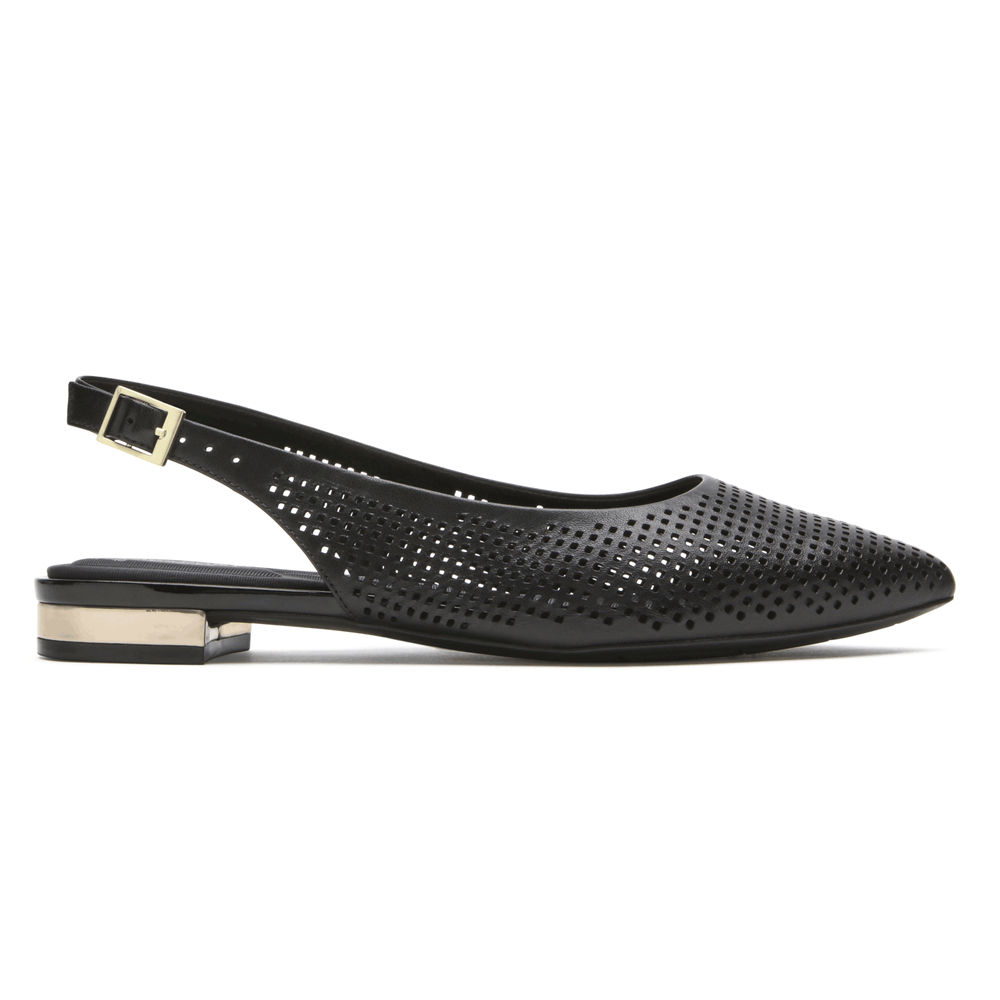 Rockport Womens Flats Black - Total Motion Adelyn Slingback - UK 679-RMIEFK